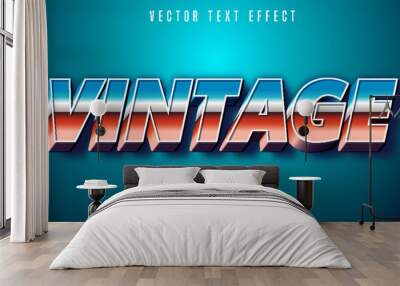 Editable text effect, vintage and retro multicolor text style Wall mural