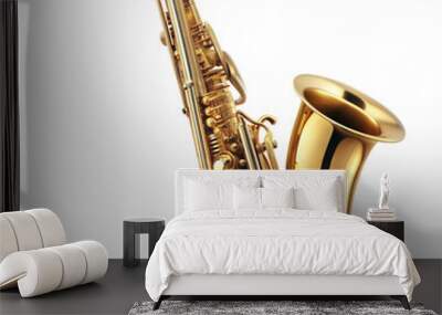 Golden saxophone isolated on transparent background Wall mural