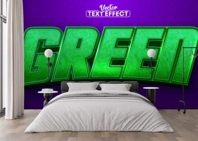 Green text, cartoon style editable text effect Wall mural