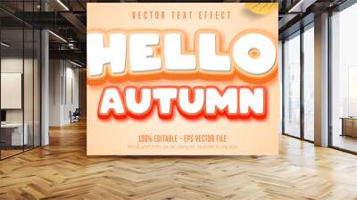 Hello autumn text, autumn style editable text effect Wall mural