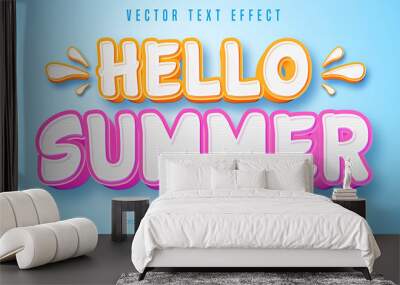 Hello summer text, comic style editable text effect Wall mural