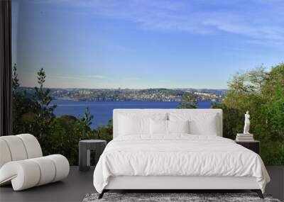 istanbul strait landscape. Wide panoramic landscape of Bosphorus strait and Istanbul. Wall mural