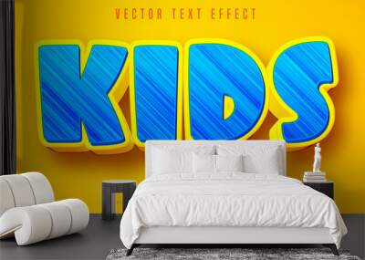 Kids text, cartoon style editable text effect Wall mural