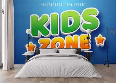 Kids zone text, 3d kids section style editable text effect Wall mural