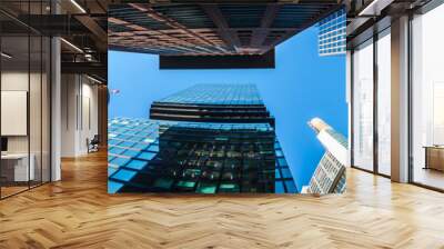 Frankfurt city with skyline from below Wall mural