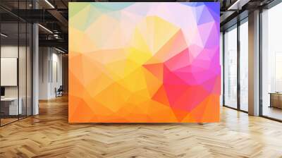 Light colorful rainbow colors Low poly crystal background. Polygon design pattern. Low poly vector illustration, low polygon background. Wall mural