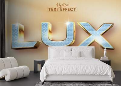 Lux text, shiny diamond textured and shiny gold style editable text effect Wall mural