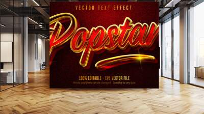 Popstar text, shiny golden style editable text effect Wall mural