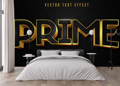 Prime text, luxury golden editable text effect on black canvas background Wall mural