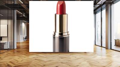 Red lipstick with golden case on transparent background Wall mural