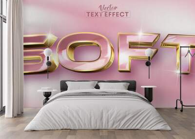 Soft text, rose gold and shiny golden color style editable text effect Wall mural