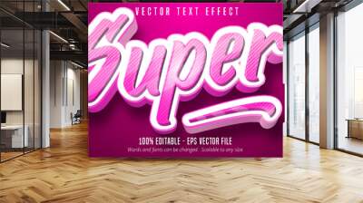 super text, cartoon style editable text effect Wall mural