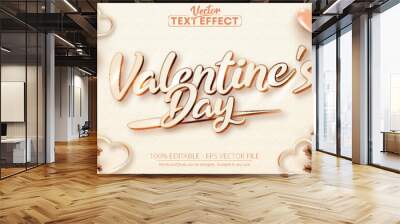 Valentine's day text, rose gold color style editable text effect Wall mural