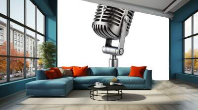 Vintage metal microphone on transparent background Wall mural