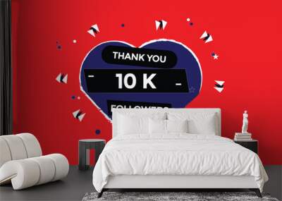 thank you 10k.followers social media,colorful, followers golden line banner, celebration
 Wall mural