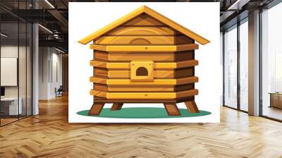 A wooden beehive vector illustration Wall mural