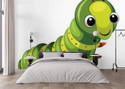 Cartoon caterpillar vector illustration isolated on a white background Wall mural