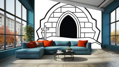 Empty tomb vector line art Wall mural