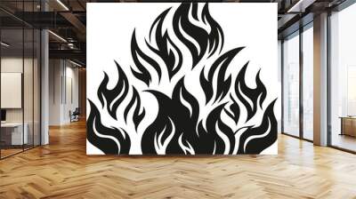 Flame burning smoke vector silhouette Wall mural