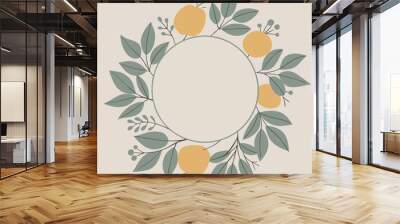 Floral blank round frame vector illustration Wall mural