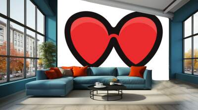 Funny Heart shaped sunglasses vector illustration isolated on a white background Wall mural