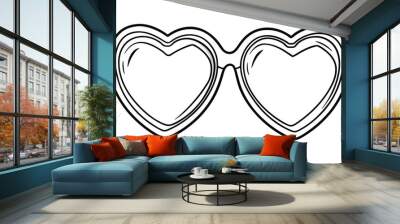 Funny Heart-shaped sunglasses vector silhouette Wall mural