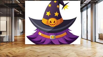 Halloween witch hat vector illustration isolated on a white background Wall mural