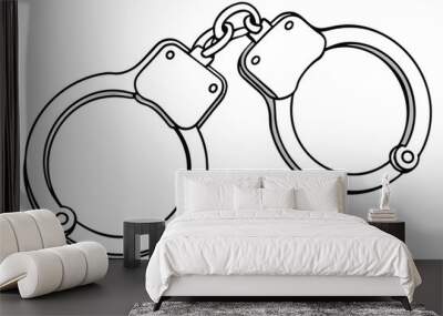 Handcuffs vector silhouette isolated on a white background Wall mural