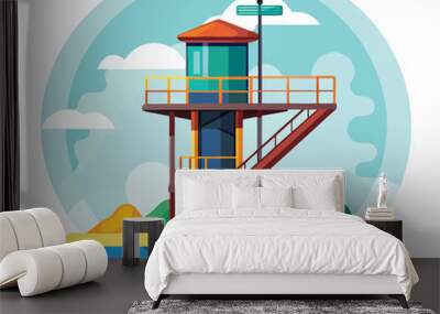 Tower of jumping vector Wall mural