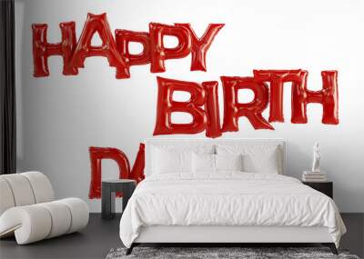 balloon text of red Happy Birthday on white background, Happy Birthday Golden 3D text isolated on a white background. Wall mural