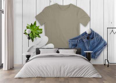 t shirt mockup front short sleeve with beautiful background. Ready to replace your design
 Wall mural