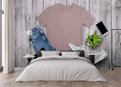 t shirt mockup front short sleeve with beautiful background. Ready to replace your design Wall mural