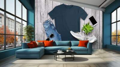 t shirt mockup front short sleeve with beautiful background. Ready to replace your design Wall mural