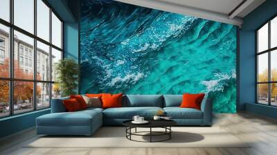 Tranquility of Blue Sea: Blue Sea Water Texture Generative ai Wall mural