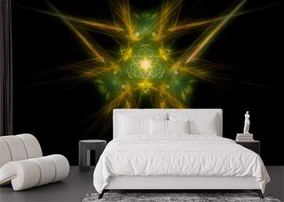 abstract illustration of a fantastic star with many rays on a black background Wall mural