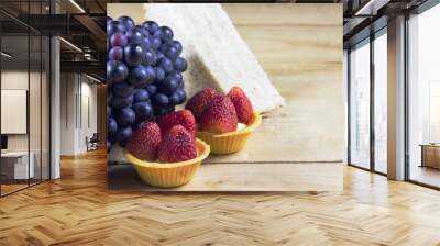 Strawberry pie and grape and sandwitch Wall mural