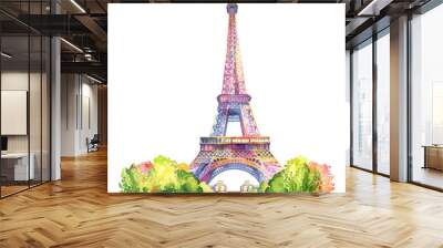 eiffel lanscape vector illustration in watercolor style Wall mural