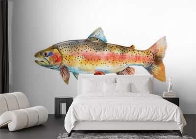 rainbow trout fish vector illustration in watercolor style Wall mural