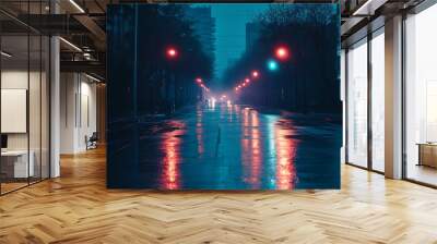 Street at night Wall mural