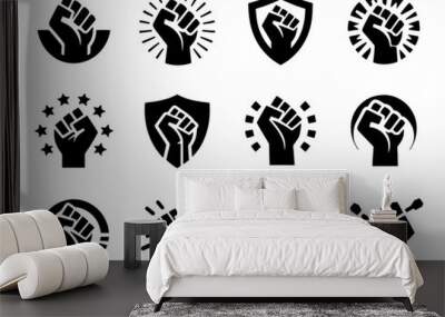 Fist Icons Set - Power, Unity, and Resistance Wall mural