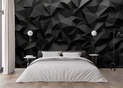 Abstract black white dark gray background. Geometric pattern shape. Line triangle polygon angle. Gradient. Shadow. Matte. Rough grain grunge. Design. Template. Presentation. Wall mural