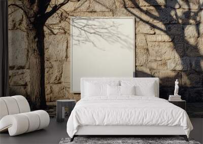 Billboard mockup on a stone gray wall. Wall mural