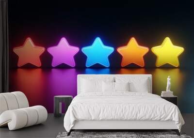 The slider bar shows five star ratings for the top rankings and customer feedback ratings as well as user experience evaluations with excellent ratings. Wall mural