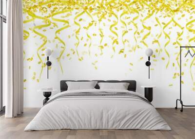 yellow confetti and ribbons Wall mural