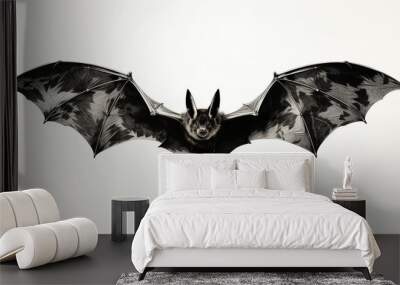 Flying bats isolated on white background Wall mural