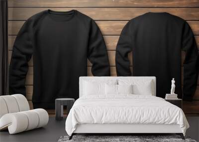 front black sweatshirt, back black sweatshirt, set of black sweatshirt, black sweatshirt, black sweatshirt mockup, black sweatshirt template, black sweatshirt isolated, sweat shirt, easy to cut out Wall mural