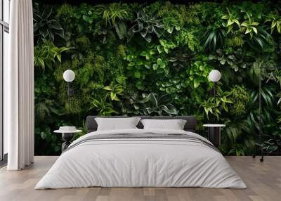 Green wall vertical garden friendly green nature. Wall mural