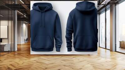 front navy blue hoodie, back navy blue hoodie, set of navy blue hoodie, navy blue hoodie, navy blue hoodie mockup, navy blue hoodie isolated, navy blue hoodie on white background, easy to cut out Wall mural