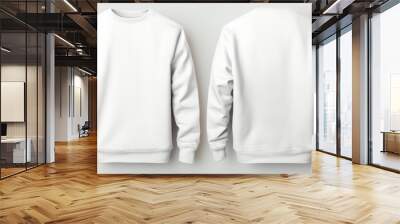 Front view and back view of white sweatshirt on white background, set of white sweatshirts, white sweatshirt, sweatshirt mockup, white sweatshirt mockup, graphic design sweatshirt template, man, woman Wall mural