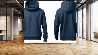 navy blue hoodie with front view and back view on white background, set of blue hoodies, blue hoodie, blue hoody, hoodie mockup, blue hoodie mockup, graphic design hoodie template, man, woman, hooded Wall mural